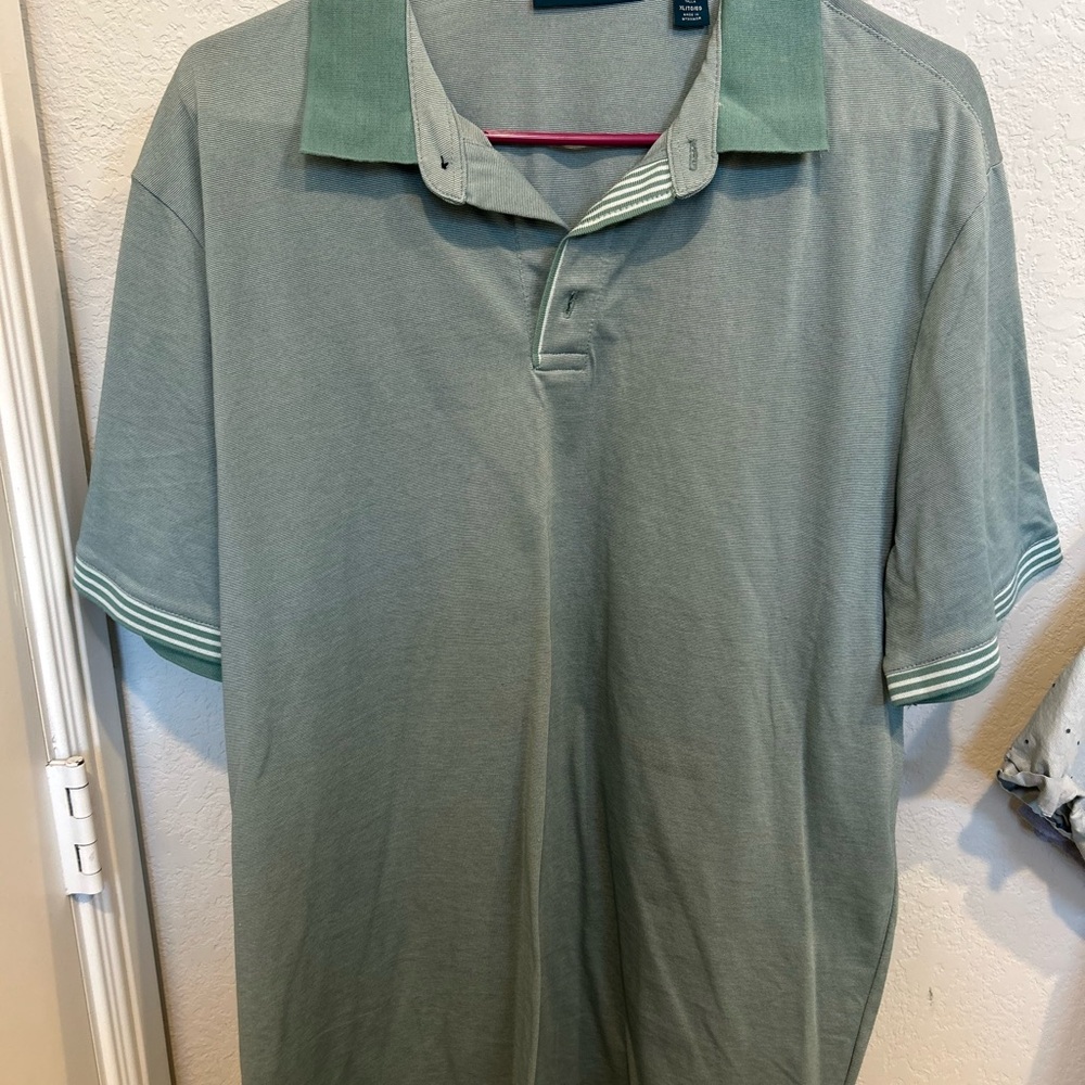 Perry Ellis Green Polo Shirt Relaxed Fit Cotton Blend